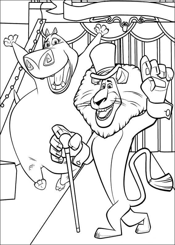 24 coloring pages of Madagascar 3